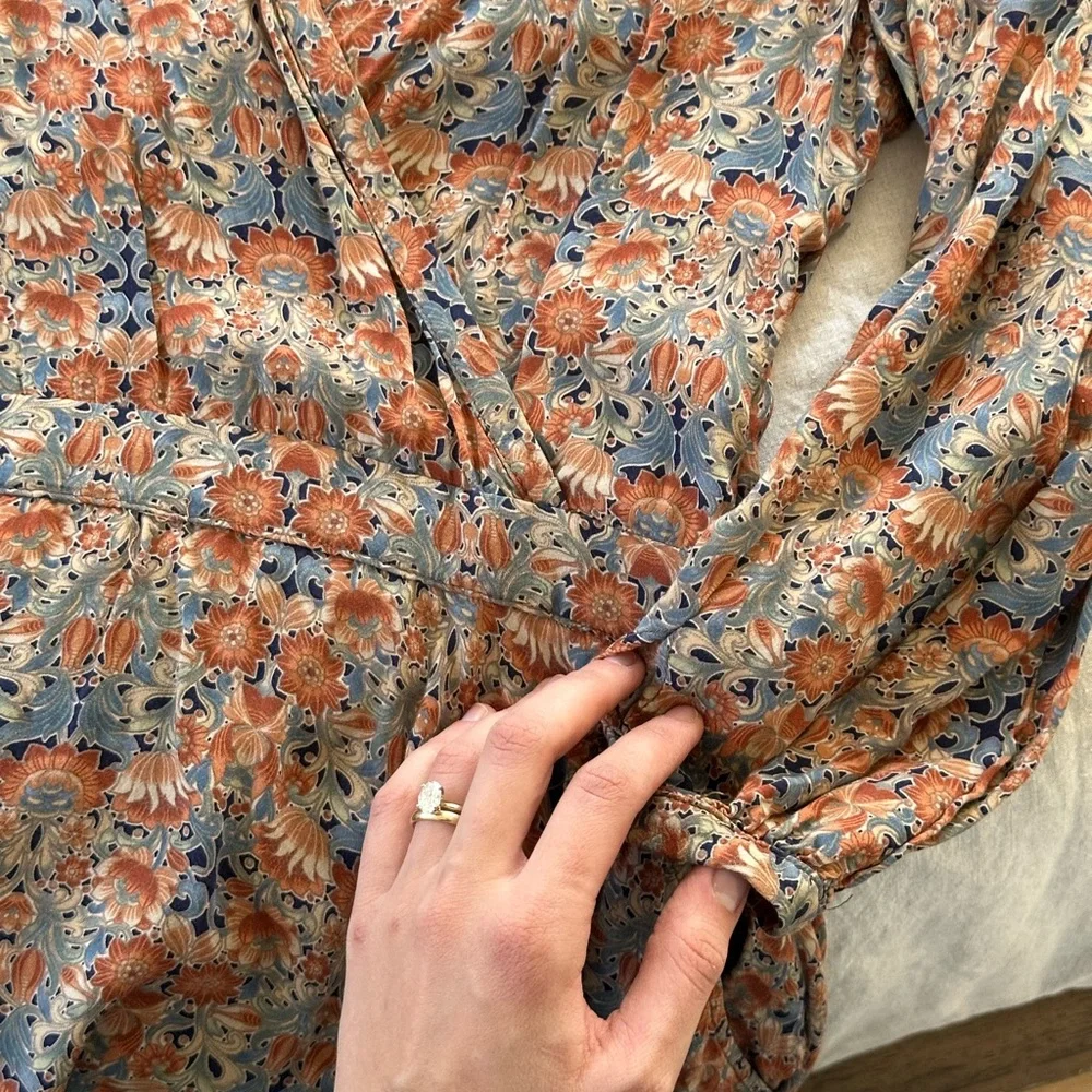 Floral Print Dress with Denim Vest - Picture 7 of 8